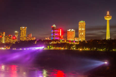 Niagara Falls light show at night, USAのeditorial素材