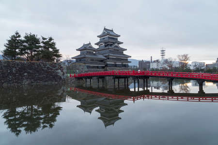 This photo was shot from Matsumoto Castle, Japan in early morning. The soft sunlight touch the castle is so beautiful.のeditorial素材