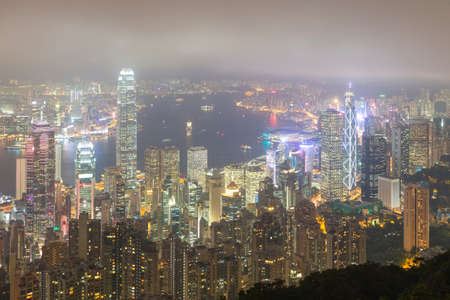 Hong Kong city This  photo was shot from Victoria Peak in the evening after sunset.の写真素材