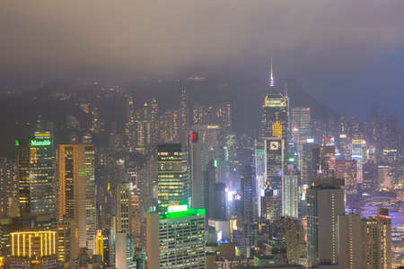 Hong Kong city This  photo was shot from Braemar Hill in the evening after sunset.のeditorial素材