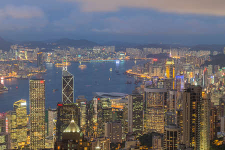 Hong Kong city This  photo was shot from Victoria Peak in the evening after sunset.のeditorial素材