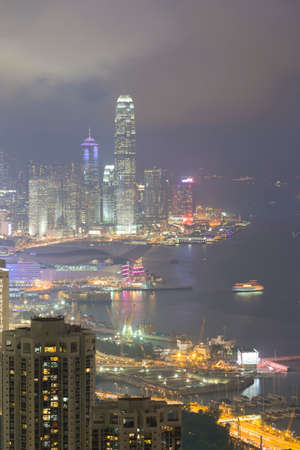 Hong Kong city This  photo was shot from Braemar Hill in the evening after sunset.のeditorial素材