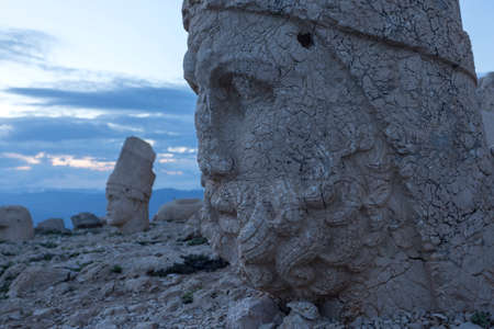 Nemrut is the high mountain in southeastern Turkey. There are a large statues on the top of the mountain.の写真素材