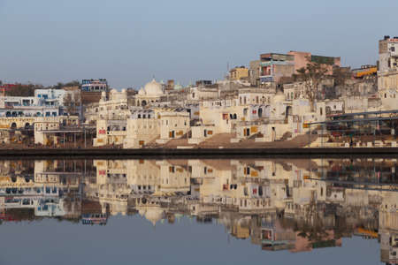 Pushkar is a city in the Ajmer district in Rajasthan, India. It is one of the five sacred dhams for devout Hindus. It is one of the oldest existing cities of India. It lies on the shore of Pushkar Lake. The date of its actual origin is not known, but legend associates Brahma with its creation.の写真素材