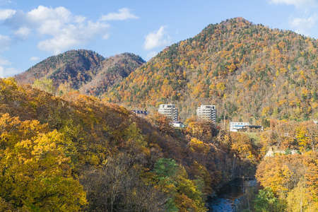 Jozankei Onsen is located inside Shikotsu-Toya National Park between the high cliffs of the Toyohira River. The town is only one hour outside central Sapporo, making it a popular side trip from the city. It is one of the most popular places for tourist.の写真素材