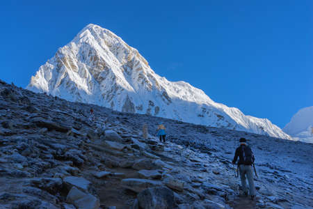 Everest Base Camp or EBC is one of the most popular trekking route in Nepal and the world. The 360 degree stunning view along the route.の写真素材