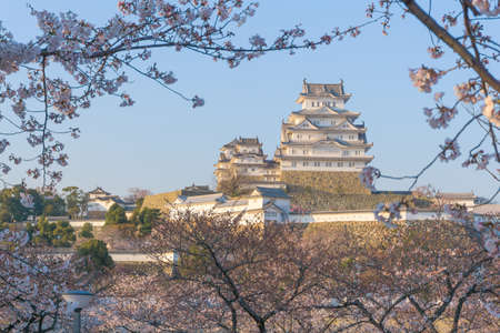 Himeji Castle known as White Heron Castle due to its elegant, white appearance. The castle is both a national treasure and a world heritage site. Unlike many other Japanese castles, it was never destroyed by war, earthquake or fire and survives to this daのeditorial素材