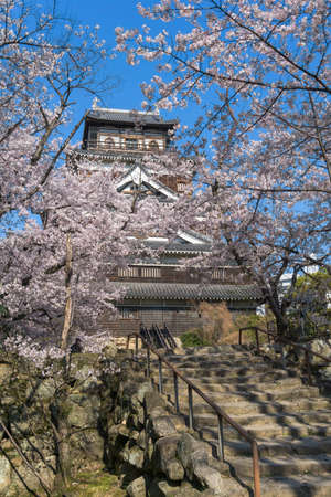 Hiroshima Castle is a castle in Hiroshima, Japan. It was constructed in the 1590s, but was destroyed by the atomic bombing on August 6, 1945. It was rebuilt in 1958, a replica of the original that now serves as a museum of Hiroshima's history before Worldのeditorial素材