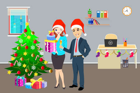Business people enjoying Christmas party.のイラスト素材