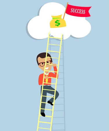 businessman climbing up success ladder /ambitious manのイラスト素材