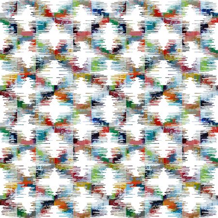 Diamond ikat pattern with watercolor texture and colorsの写真素材