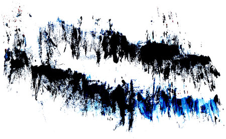 Abstract blue watercolor brush strokes on white background. Hand-drawn illustration.の写真素材