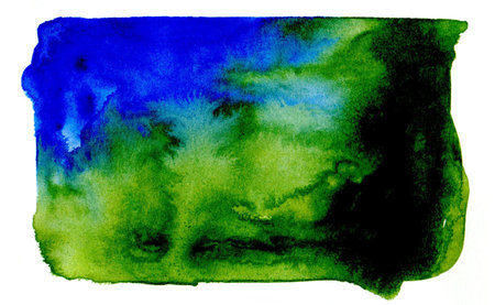 Abstract green and blue watercolor on paper texture can use as backgroundの写真素材