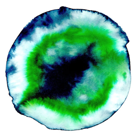 Abstract watercolor hand painted background. Blue, green and white colors.の写真素材