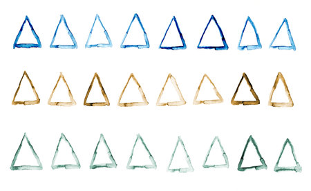Set of watercolor triangles in the form of a triangle. Vector illustration.の写真素材