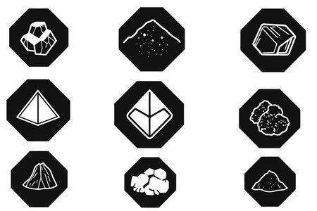 Minerals icon set. Vector illustration isolated on white background.のイラスト素材