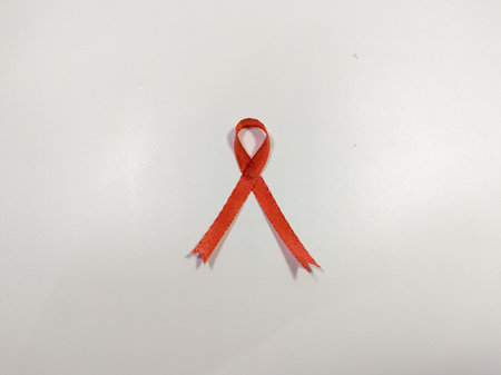 red ribbon isolated white color background