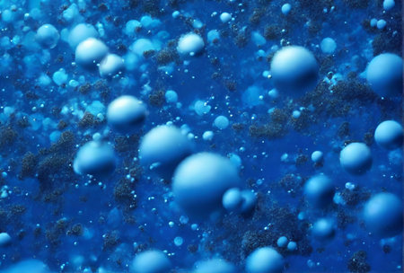 abstract blue background with bubbles, 3d illustration, computer generatedの素材