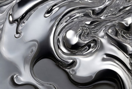 abstract background of silver metal liquid, digitally generated image.の素材