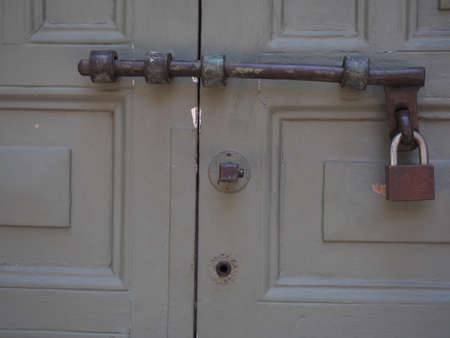 The door look has a locking lockの写真素材