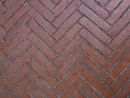 Red tile laid on the corridorの写真素材