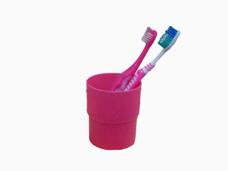 Converts two teeth with pink glassの写真素材