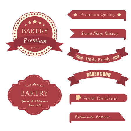 Set of bakery labelのイラスト素材