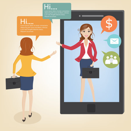 businesswoman communication with smartphoneのイラスト素材