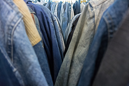 jean cloth hangingの写真素材