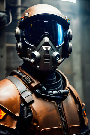 Astronaut helmet closeup. Futuristic cosmonaut.の素材