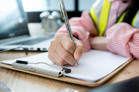 Architect or engineer working in office, Construction concept. Engineering toolsの写真素材