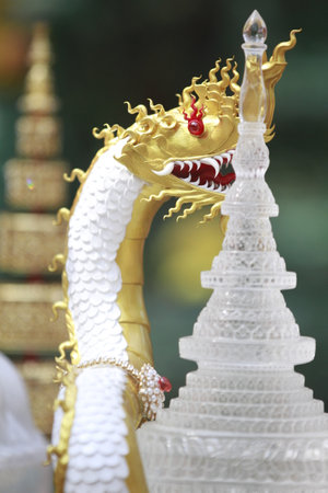 Thai dragon statue or the King of Naga in Nong Khai Province, Thailand.の写真素材