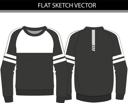 CREW NECK SWEATSHIRT WITH CUT AND SEW VECTOR FILEのイラスト素材