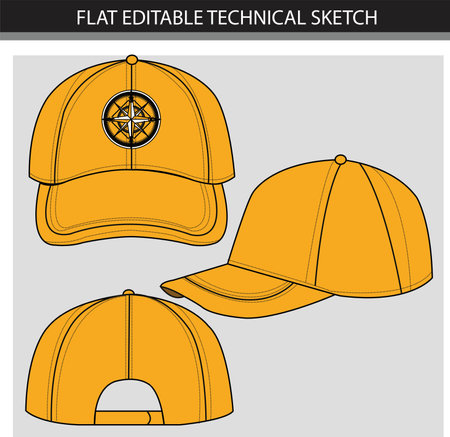Baseball cap template. Vector illustration of a baseball cap set.のイラスト素材