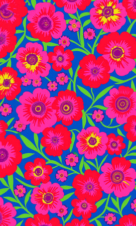Vibrant Floral Print A Bold Poppy and Anemone Patternの素材