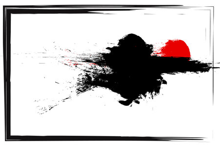 Black red grunge brushes vector pack white backgroundの写真素材