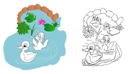 Drawing book page for children with sample sketchの写真素材