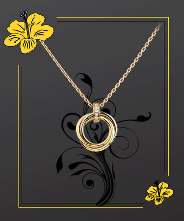 Frame shape Floral design message card  with jeweler design in illustrationの写真素材