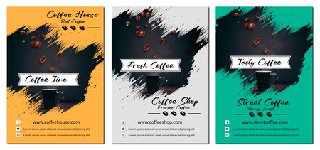 Set of coffee shop poster template designの写真素材