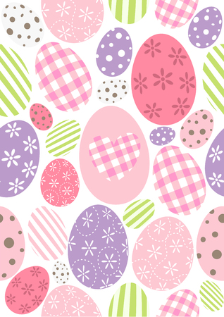 Easter eggs in colorful happy patternのイラスト素材