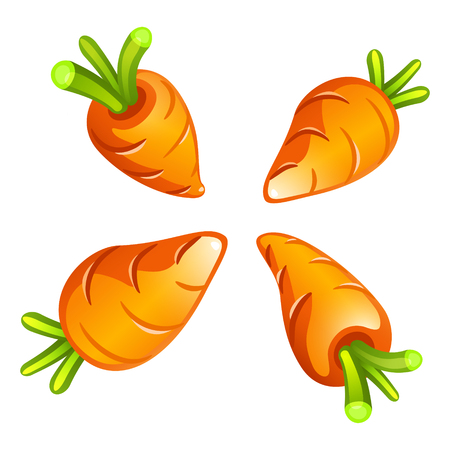 Four Carrots cartoon Vector illustration.のイラスト素材