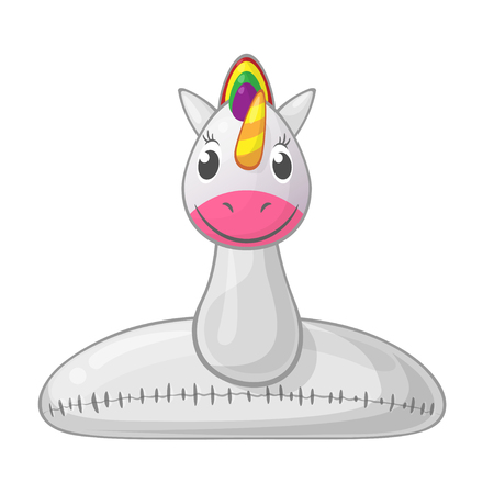 Cute Unicorn inflatable swim ring - front view cartoon styleのイラスト素材