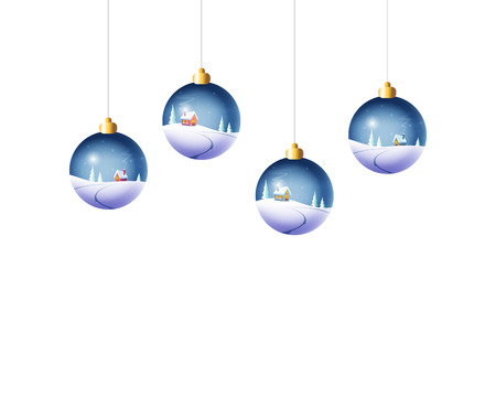 Christmas decorative balls with winter landscape themeのイラスト素材