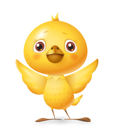 Cute little chicken - vector illustration isolated on white backgroundのイラスト素材