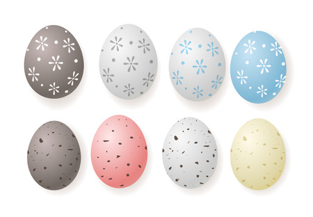 Decorated Easter quail eggs isolated on white backgroundのイラスト素材