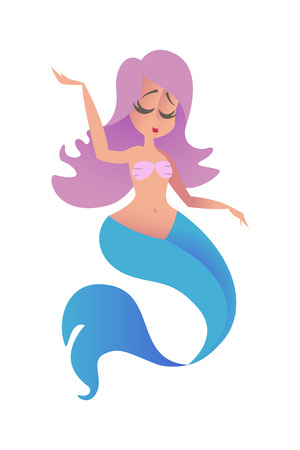 Cute mermaid vector illustration isolated on white backgroundのイラスト素材