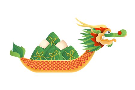 Dragon boat festival - vector illustration isolated on transparent background - Duanwu or Zhongxiao festivalのイラスト素材