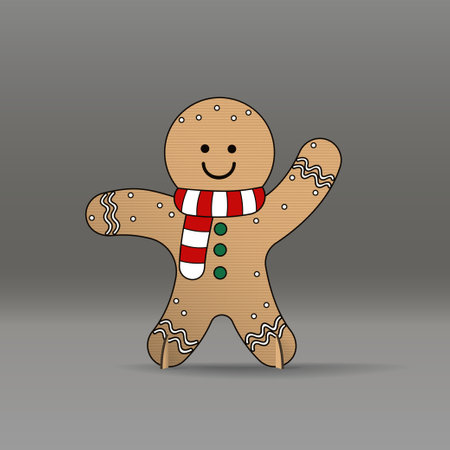 Cute cardboard scene Gingerbread character - vector illustrationvvvvのイラスト素材