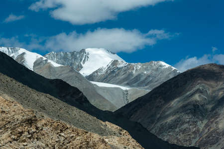 Barren and rugged Mountain formation in Ladakh, India, Asiaの写真素材