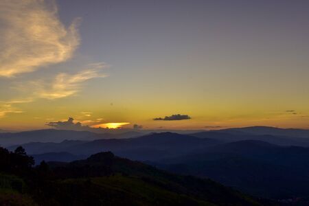 Sunset at Doi Chang Mub   Mae Fa Luang  Chiang Rai   Thailand.の写真素材